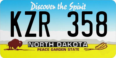 ND license plate KZR358