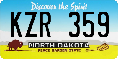 ND license plate KZR359