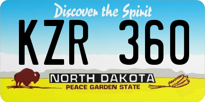 ND license plate KZR360