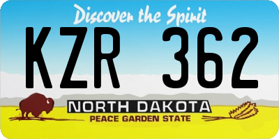 ND license plate KZR362