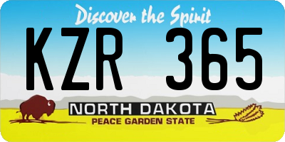 ND license plate KZR365