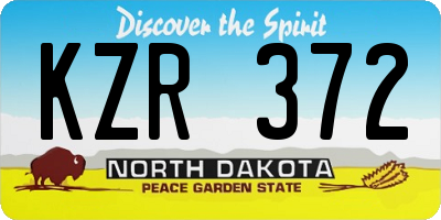 ND license plate KZR372