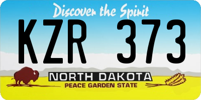 ND license plate KZR373