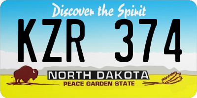 ND license plate KZR374
