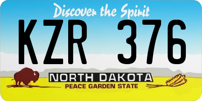 ND license plate KZR376