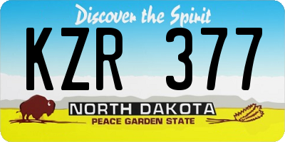 ND license plate KZR377