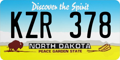 ND license plate KZR378