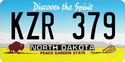 ND license plate KZR379