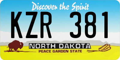 ND license plate KZR381
