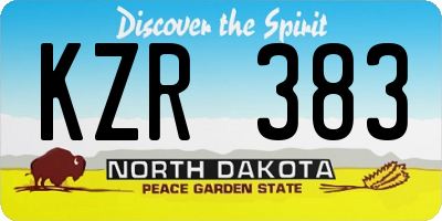 ND license plate KZR383