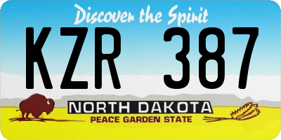 ND license plate KZR387