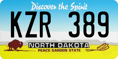 ND license plate KZR389
