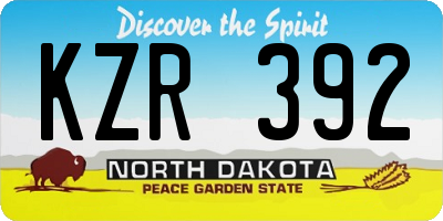 ND license plate KZR392