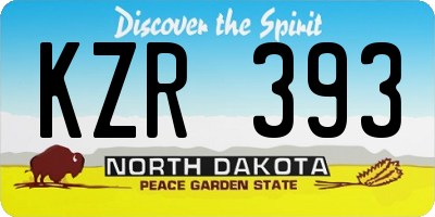 ND license plate KZR393