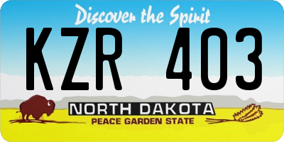 ND license plate KZR403