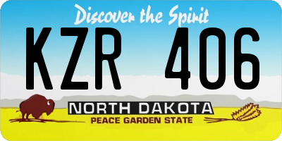 ND license plate KZR406