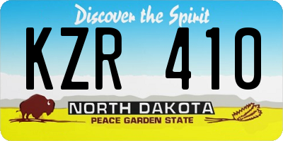 ND license plate KZR410
