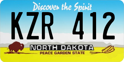 ND license plate KZR412