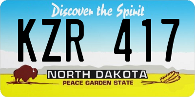 ND license plate KZR417