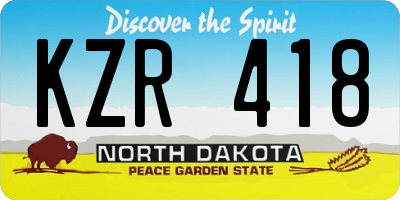 ND license plate KZR418