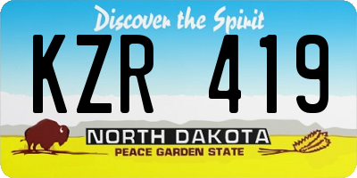 ND license plate KZR419