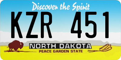 ND license plate KZR451