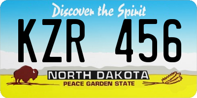 ND license plate KZR456