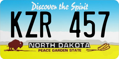 ND license plate KZR457