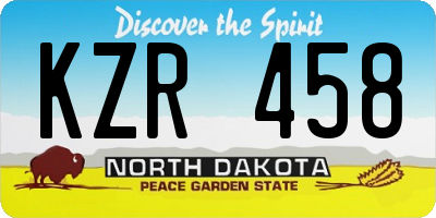 ND license plate KZR458