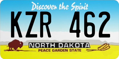 ND license plate KZR462