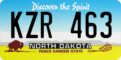 ND license plate KZR463