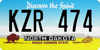 ND license plate KZR474
