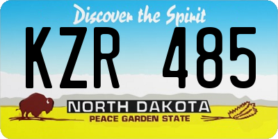 ND license plate KZR485