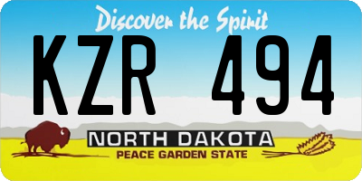ND license plate KZR494