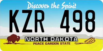 ND license plate KZR498