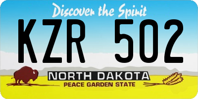 ND license plate KZR502