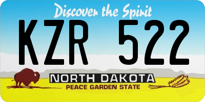 ND license plate KZR522