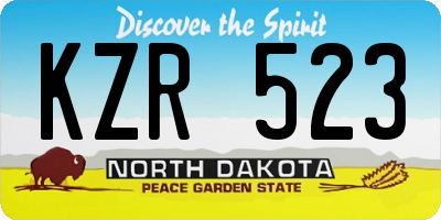 ND license plate KZR523