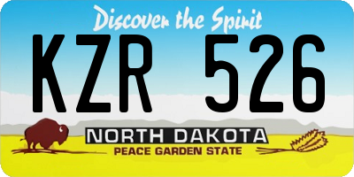 ND license plate KZR526