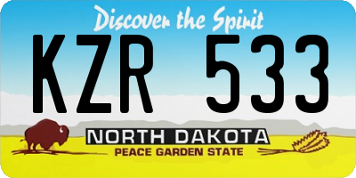 ND license plate KZR533