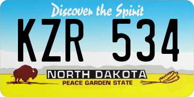 ND license plate KZR534