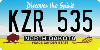 ND license plate KZR535