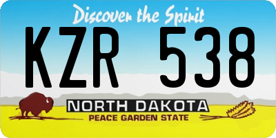 ND license plate KZR538