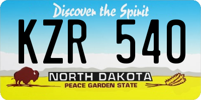 ND license plate KZR540