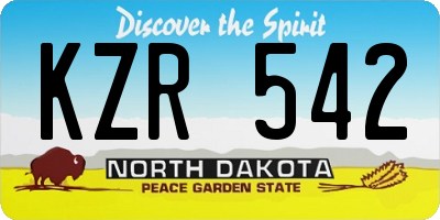 ND license plate KZR542