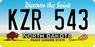ND license plate KZR543