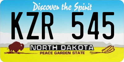 ND license plate KZR545