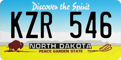 ND license plate KZR546