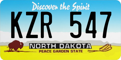 ND license plate KZR547