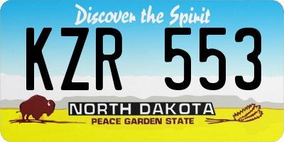 ND license plate KZR553